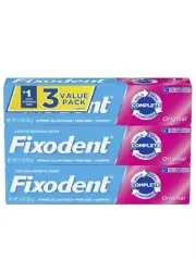 FIXODENT COMPLETE ORIGINAL 2.4 OZ EACH DENTURE ADHESIVE CREAM (Pack of 3 Tubes)