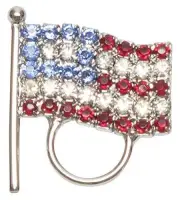 United States of America USA Crystal Flag Pin Eyeglass/Sunglass Holder Retainer
