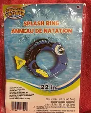 Blue Angelfish Dory Inflatable Splash Swim Ring 22" Brand New Ages 3+