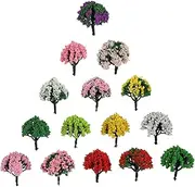 15pcs Small Tree Model Fake Tree Models Scenery Architecture Trees Micro Landscape Adornment Mini Tree Model Miniature Tree Micro Landscape Ornament Garden Decor Sponge Tree Powder