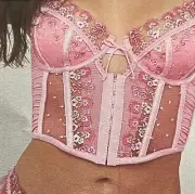 FOR LOVE & LEMONS Romantic Pink Fan Floral BUSTIER Corset, Bra, New With Tags, S