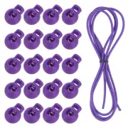 20 Pcs Single Hole Cord Locks with Elastic Cord, Purple