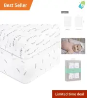 100% Jersey Knit Cotton Crib Sheets Set, Modern Forest Grey Print for Infants