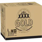 XXXX Gold Mid Strength Lager Bottles 750ml x 12 Pack