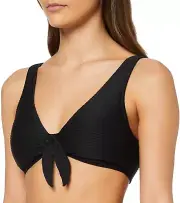 Seafolly Women's 236075 Tie Front Crop Bikini Top Swimwear Black Size 4