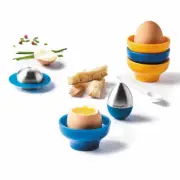 Mastrad Breakfast Egg Set 6 pcs, Egg Cup, Egg Scooper, Salt Shaker, Blue