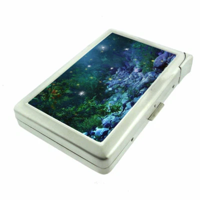 Fireflies D1 Cigarette Case with Built in Lighter Metal Wallet Glow Bugs
