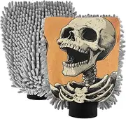 XYMZR Skeleton Funny Soda Absorbent Microfiber Car Wash Mitt, Funny Cute Anime Scratch Free for Cars Cleaning, Home Cleaning Mitts, 2 Pack, 10.24” L x 7.09” W
