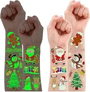 Leesgel Christmas Decorations for Kids, 110 Styles (10 Sheets) Luminous Kids Tattoos Stickers for Glow Christmas Party Games Stuff Xmas Gift Bags Boxes Fillers Birthday Supplies Favor