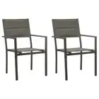 Set Of 2 Outdoor Chairs Steel Frame Textilene Seat Stackable Garden Patio Chair