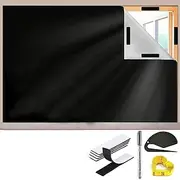Black Portable Blackout Curtains for Bedroom-Full Blackout Window Cover Film Portable Travel Blackout Curtains Temporary Blind Screen Darkening Fabric Blackout