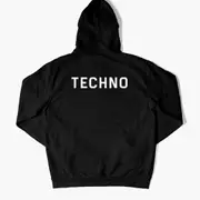 Techno Crew Hoodie in schwarz pure cotton