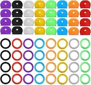 64pcs Key Cap Cover, BetterJonny Colorful Rubber Flexible Key Covers Key Identifier Tag Covers Ring Labels for Keys Organization