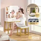Dressing Table Mirror LED Lighted Stool Vanity Makeup Desk Drawer Organizer