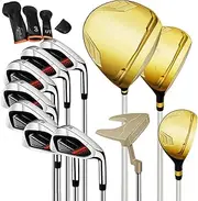 Golf Clubs Set, 11 Piece Golf Mens Right Hand Club Set,with Stand Bag, Driver, Fairway Wood, Hybrid, and Putter, Suitable for Men and Women Golfers Outdoor Sports