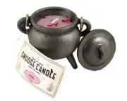 1PC Cast Iron Cauldron Black Matt Smudge Candle with Lid - Rose
