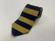 NEW WITH TAGS Hickey Freeman Men's Navy Blue & Gold Striped Silk Neck Tie $178