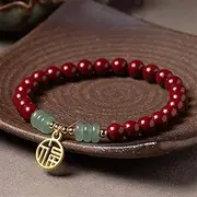 [YANYUESHOP] Feng Shui Wealth Bracelet Natural Cinnabar Buddha Beads Bracelet Collectable Lucky Charms Crystal Attract Good Luck Money Jewel Gift ?Cinnabar