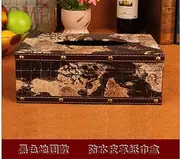 Vintage Rectangular Waterproof Tissue Box Cover Holder,Fit Office Kitchen Car Bath Living (Black Map)