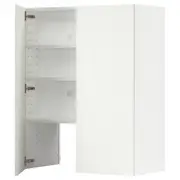 METOD wall cb f extr hood w shlf/door, white/Vallstena white, 80x100 cm