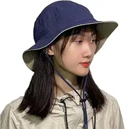 [Generic] Cooling Bucket Hat Women Men Breathable Mesh Fisherman Hat Packable Outdoor Sun Cap Adjustable String