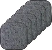 [Sweet Home Collection] Chair Cushion Memory Foam Pads Honeycomb Pattern Slip Non Skid Rubber Back Rounded Square 16" x 16" Seat Cover, 6 Pack, Broadway Multi Blue