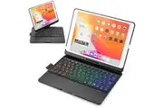 WASSUP For iPad 7th/8th/9th Gen Keyboard Case 360 Rotatable Backlit Keyboard with Pencil Holder-Black