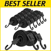 Versatile 12 Pack 40 Inch Bungee Straps with Non-Scratch Hooks for All Outdoors