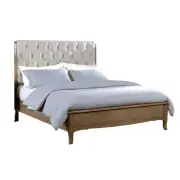 Kale French Provincial Solid Wooden Bed Frame Queen Size - Beige & Natural