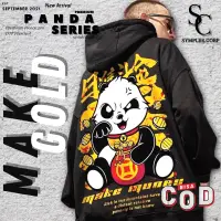 在飛比找蝦皮購物優惠-Hitam 最新男士黑色 PANDA HOODIE 毛衣夾克