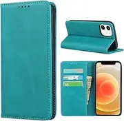 Cavor for iPhone 12 Mini Case Cowhide Pattern PU Leather Book Wallet Magnetic Kickstand Flip Cover Phone Cases with Card Slots(5.4") -Sky Blue