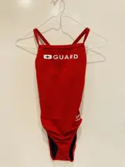 Speedo Guard Women's Flyback Endurance+ Training Swimsuit Size 28 Red Lifeguard