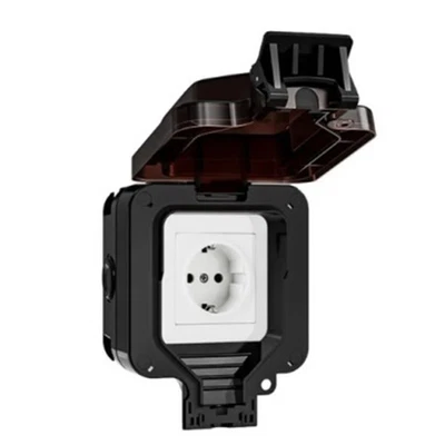 IP66 Waterproof Socket 220V Black Wall Plug Power with Built-In Switch7883