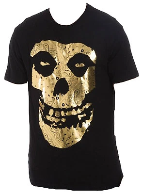 Official Misfits Gold Foil Fiend Logo Adult T-Shirt - Horror Punk Band Glenn Dan