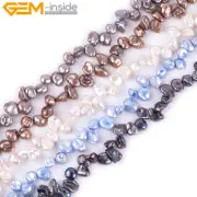 Freeform Real Keshi Freshwater Pearl Beads Top Drill Baroque Jerwelry 15" Dyed