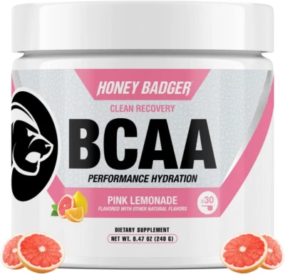 Honey Badger BCAA + EAA Amino Acids Electrolytes Powder, Bcaas + L-Glutamine, Ke
