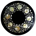 Black Marble Table Top , Mother of Pearl End Table , 12 Inches Coffee Table Top