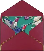 Flower Hummingbirds Embroidery Ideal For Weddings, Friendships, And Holidays | Crafted From Premium Pearlescent Paper