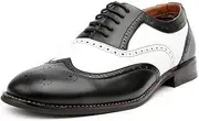 [Ferro Aldo] Arthur MFA139001D Mens Wingtip Two Tone Oxford Black and White Spectator Dress Shoes