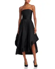 Aqua Mikado Strapless Midi Gown - Exclusive
