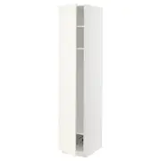 METOD high cabinet w shelves/wire basket, white/Vallstena white, 40x60x200 cm