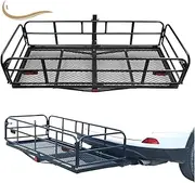 400 Lbs Heavy Duty Hitch Mount Cargo Carrier Folding Cargo Rack Rear Luggage Basket Fits 2" Receiver Compatible for Car SUV Traveling