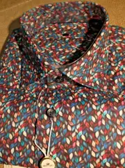 NWT BERTIGO men's size 3(Medium)long sleeve button down Shirt Fancy Feather like