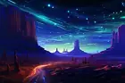 DMT Canyon Land Trip, UV tapestry, Blacklight Reactive, Psychedelic Wall Hanging