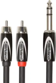 Roland RCC-10-TR2R Oxygen-Free Dual RCA Jack to 1/4" Quality Splitter Cable 10ft
