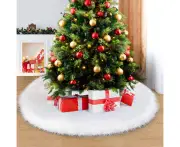 Christmas Tree Blanket White,120CM Fir Tree Blanket Fur Round Christmas Tree Rug,Christmas Tree Plush Skirt for Christmas New Year Party Decoration(White,