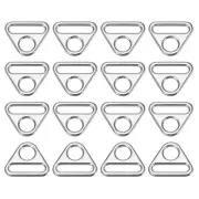 0.98" Adjuster Triangle with Bar Swivel Clip D Dee Ring Buckle, 16Pcs Silver