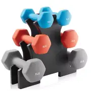 Set of 6 Neoprene Dumbbell Hand Weights - 32 lb (3 lb, 5 lb, 8 lb Pairs)