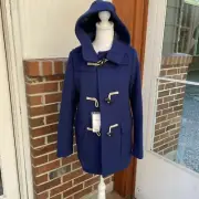 UNIQLO Duffle Coat Women Size S Navy Outerwear Wool Blend