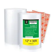2 Pack 12 Inch x 72 ft Total Bubble Packing Nylon Wrap For Moving Boxes Shipp...